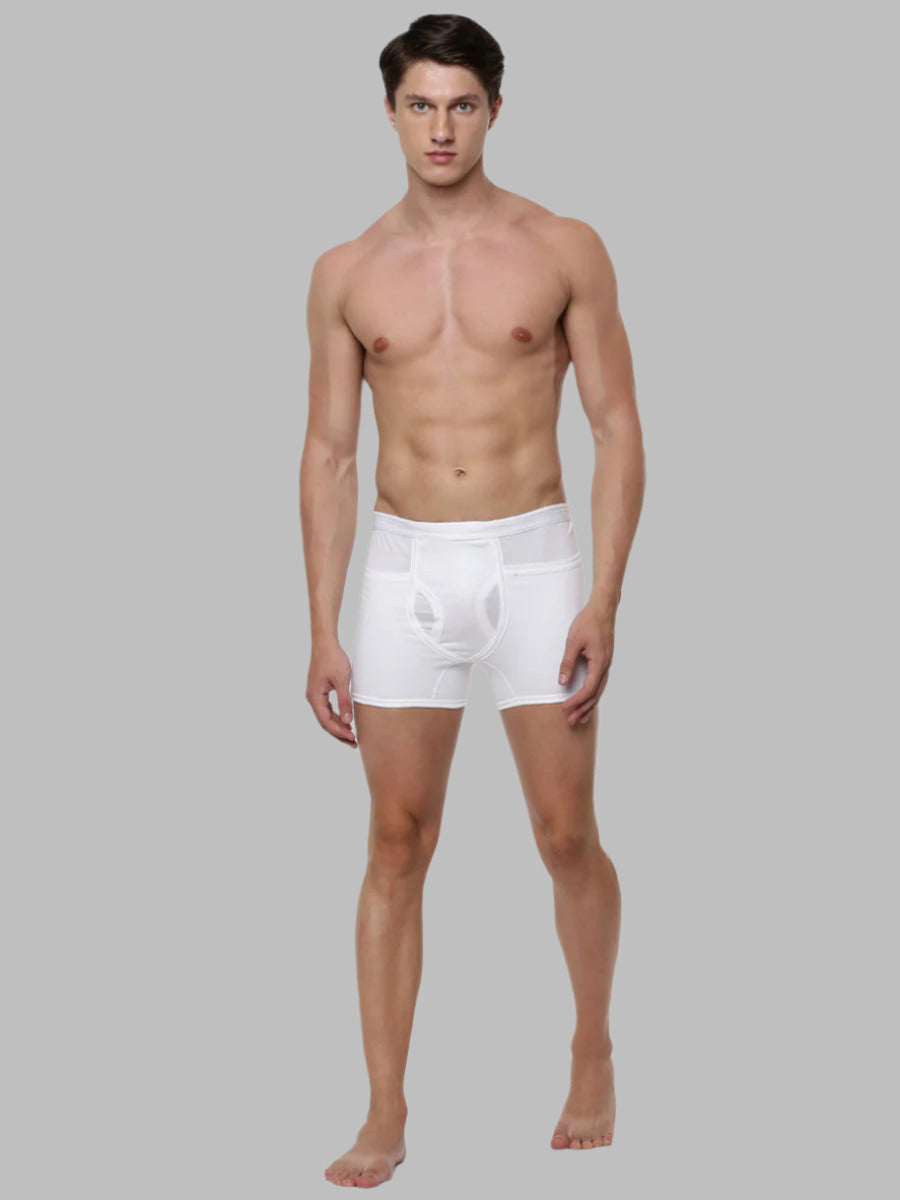 Soft Combed Fine Jersy White Pocket Trunks Target (2PCs Pack)--Full view