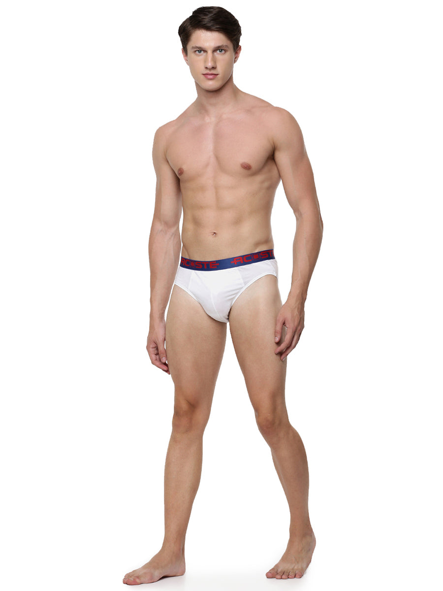 Soft Combed Rib White Outer Elastic Brief Acoste 1015 (2PCs Pack)-Full view