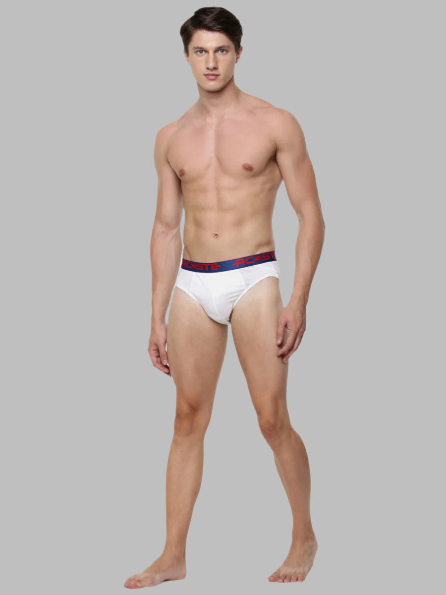 Soft Combed Rib White Outer Elastic Brief Acoste 1015 (2PCs Pack)-Full view