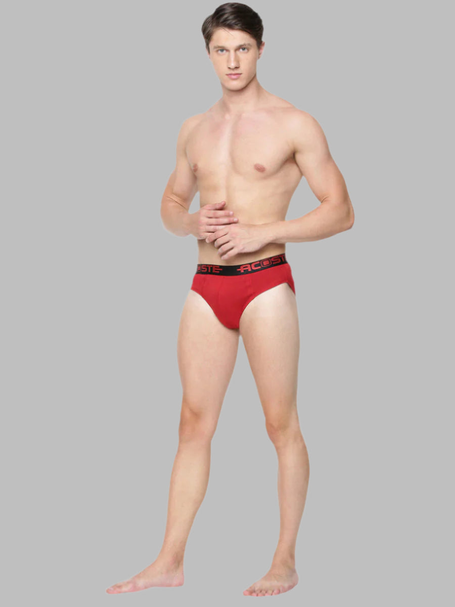 Mens Combed Spandex Outer Elastic Plus Size Brief Acoste (2 Pcs Pack)-Side view