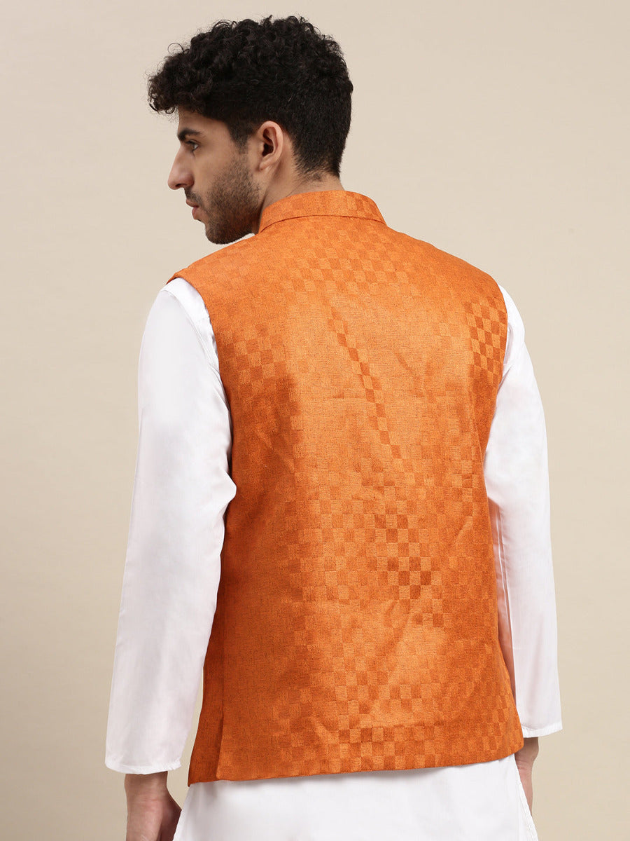 Mens Ethnic Jacket Orange DD7-Back view