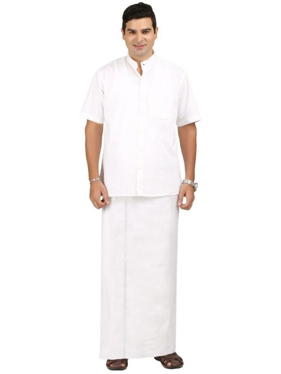 Mens Double White Prayer Dhoti Rin Win-Full view