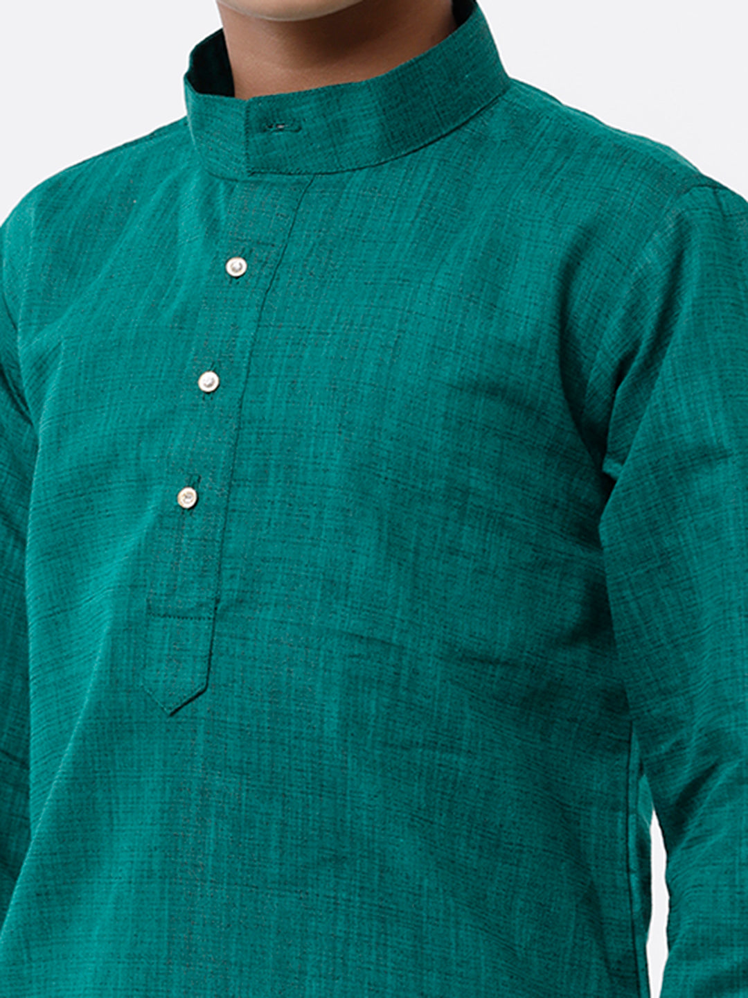Boys Kurta & Panchakacham Set Green-Zoom view