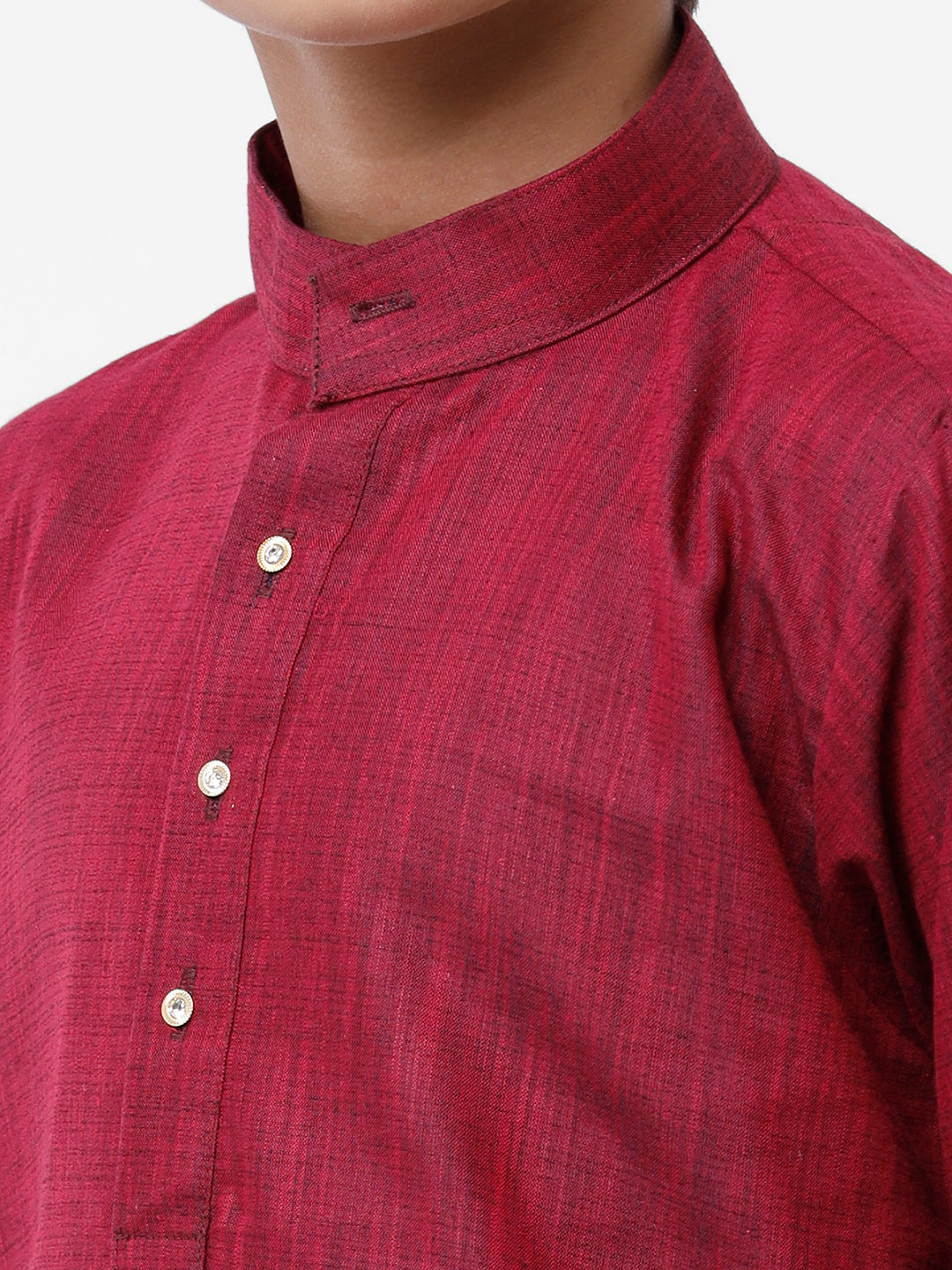 Boys Kurta & Panchakacham Set Maroon-Zoom view