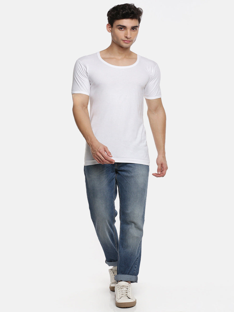 Rich Soft Cotton Classic Knitting White Banian RNS Romex Value Pack-full view