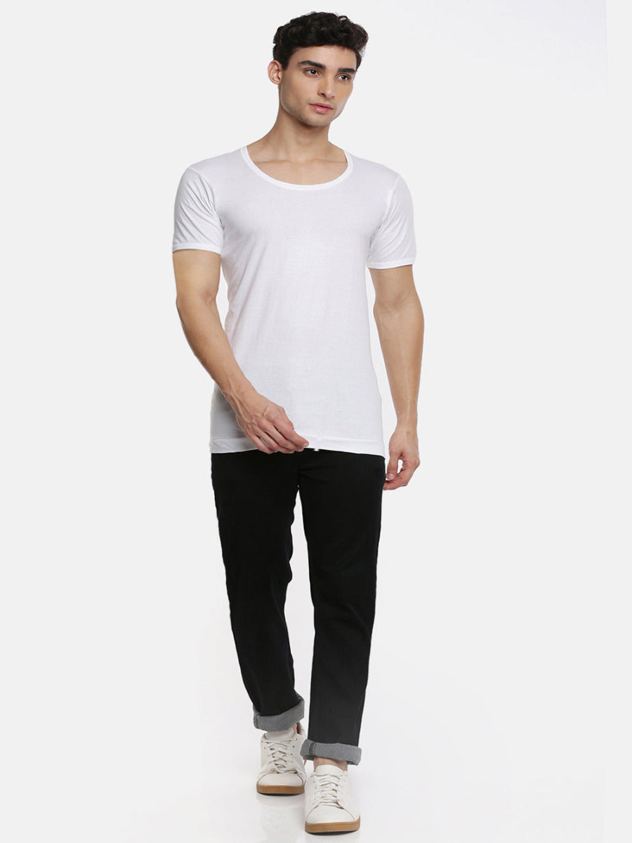 Mens Fine Cotton Classic Knitted White Banian RNS Sukra (2Pcs Pack)-Full view