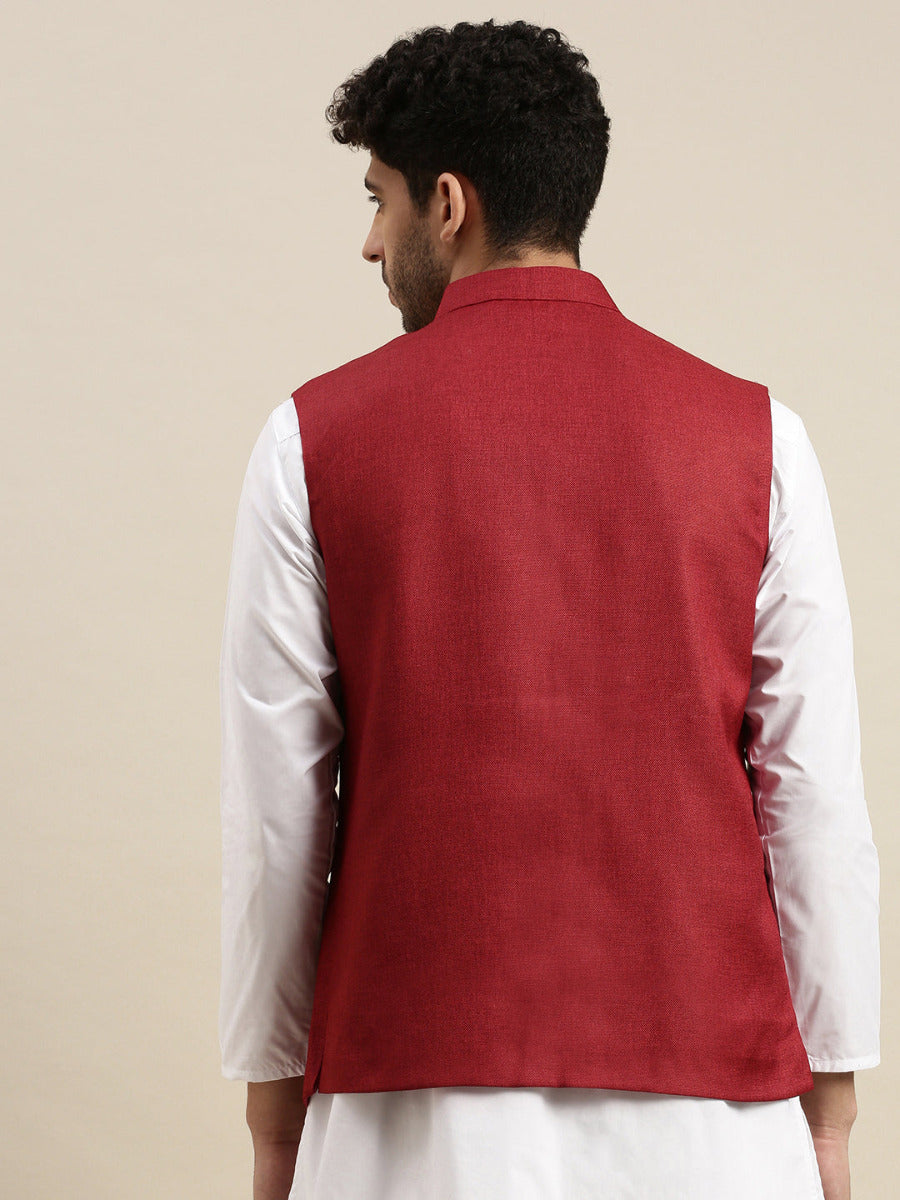 Mens Nehru Jacket Maroon  DB1-Back view