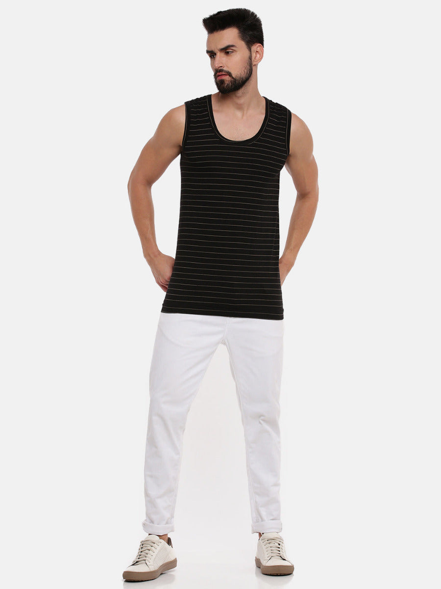 Combed Cotton  Colour Win Striped Banian ( 2 Pcs Pack )-Full alternative view
