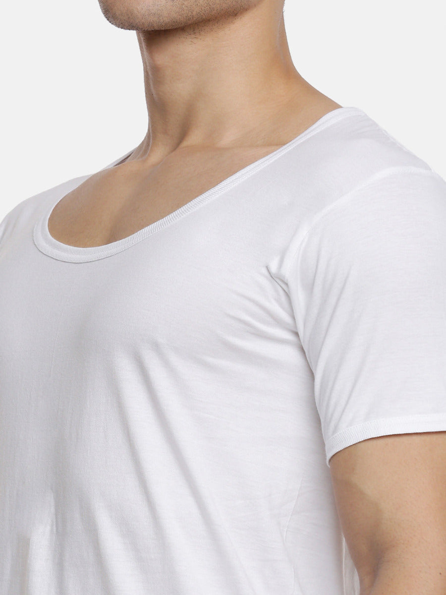 Soft Combed Cotton Single Jersy White Banian RNS Acoste (2PCs Pack )-Zoom view