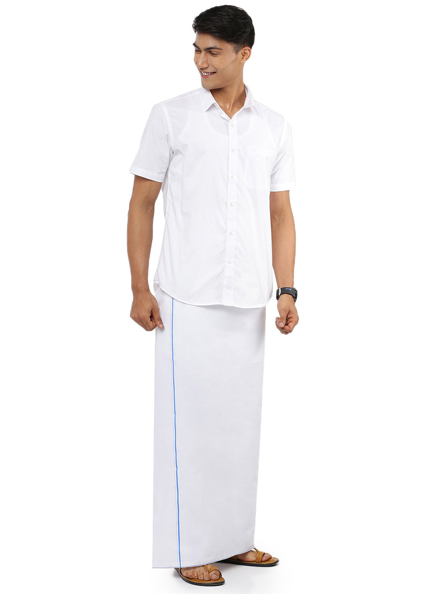 Mens Single Dhoti with Small Border Revolt-Full view