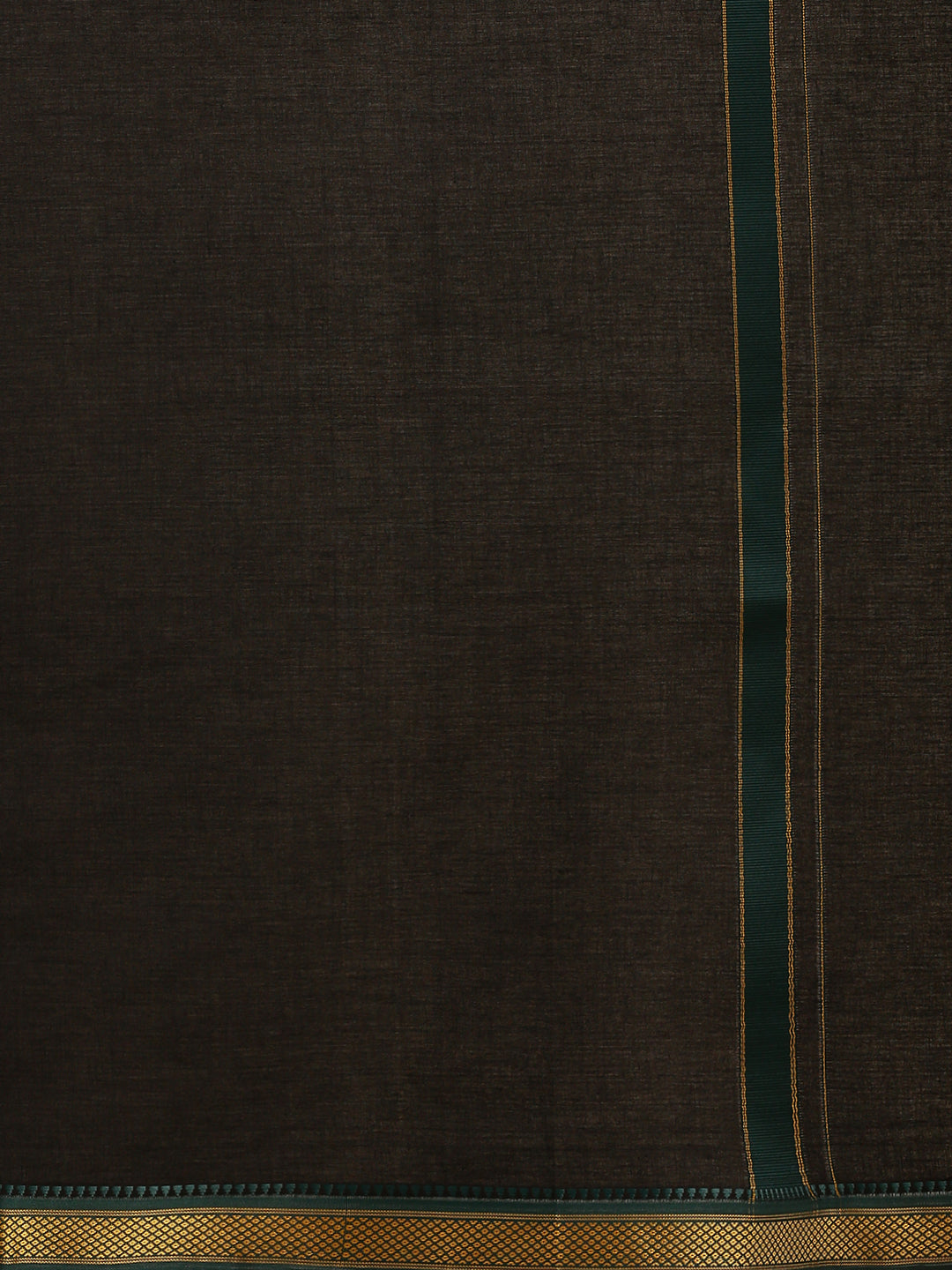 Men 100% Cotton Single Layer Black Dhoti & Towel Set with Mayilkhan Border Brindhavan