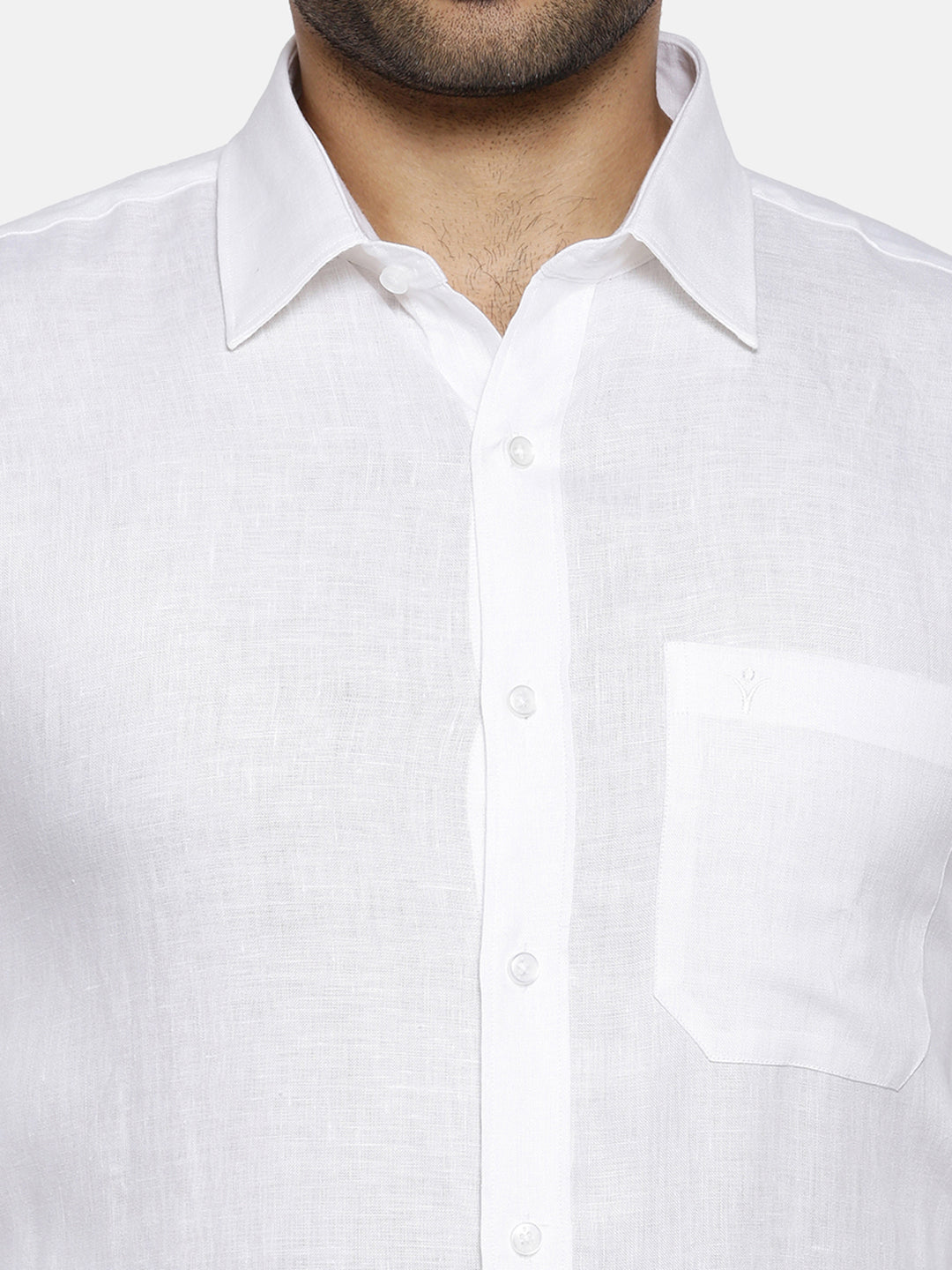 Mens Uniform Pure Linen White Shirt Full Sleeves-Zoom view
