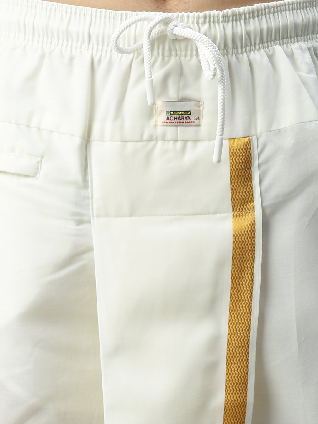 Mens Cream Shirt with Readymade Panchakacham Angavastram Set 3/4" Aashan-Bottom view