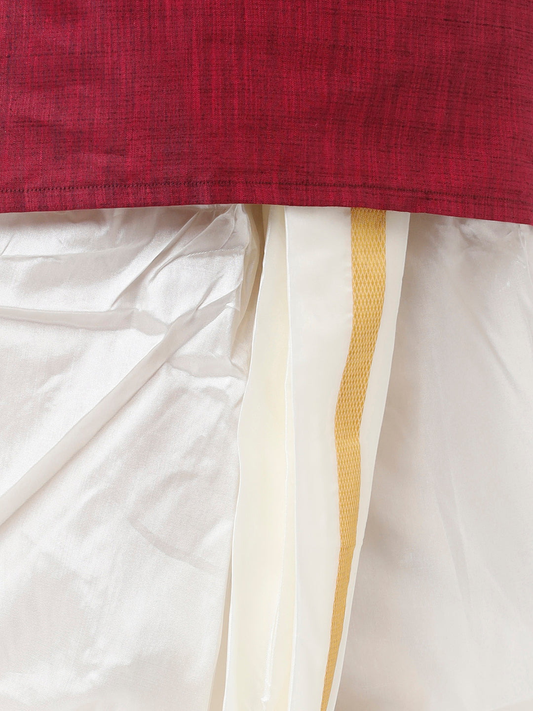Boys Kurta & Panchakacham Set Maroon-Zoom alternative  view