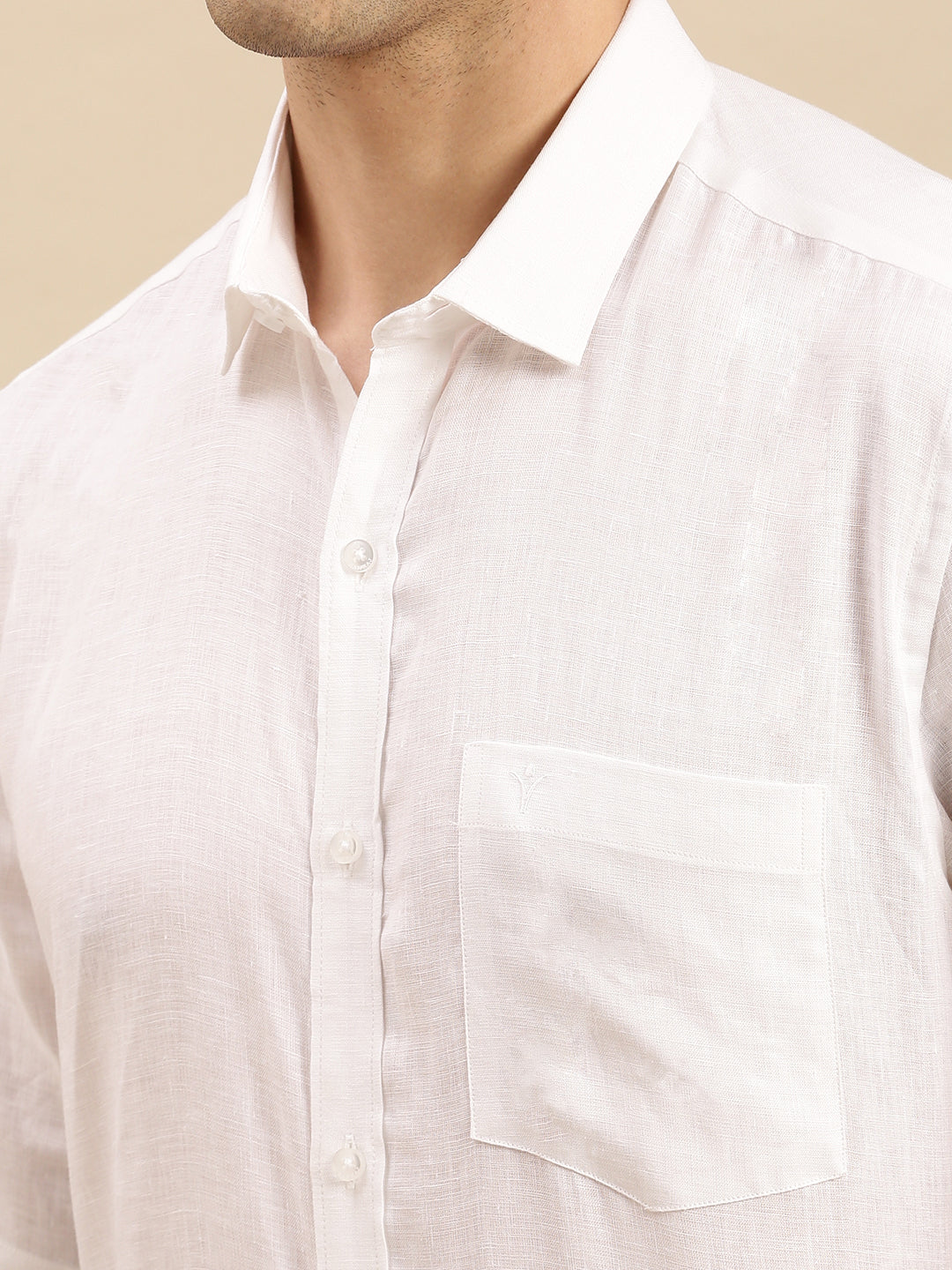 Mens Smart Fit 100% Cotton White Shirt Half Sleeves White Trend -Zoom view