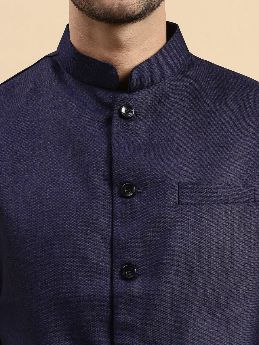 Mens Ethnic Jacket Navy DW14-Zoom view