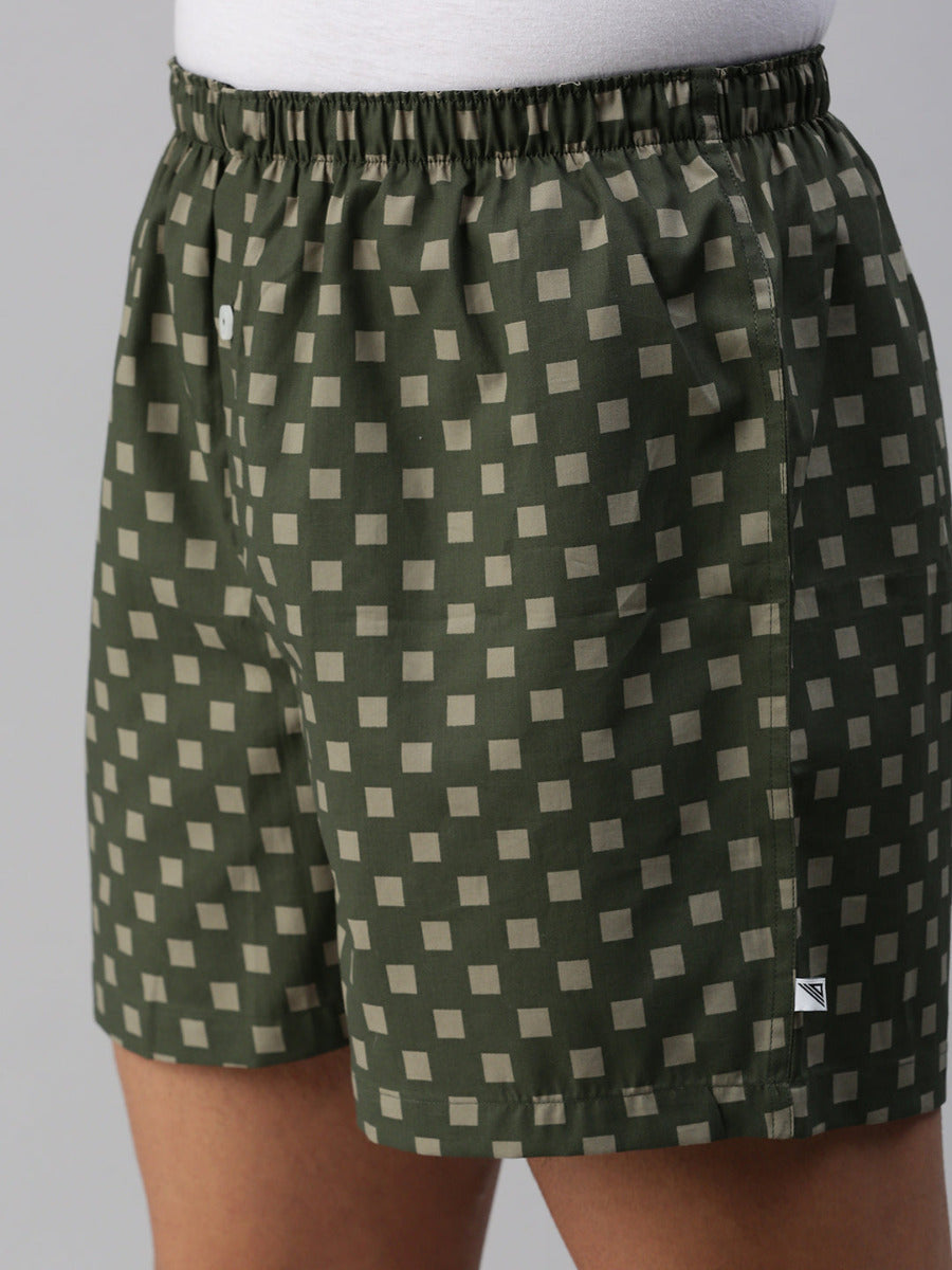 Mens Woven Boxer Shorts Green WS11-Zoom view