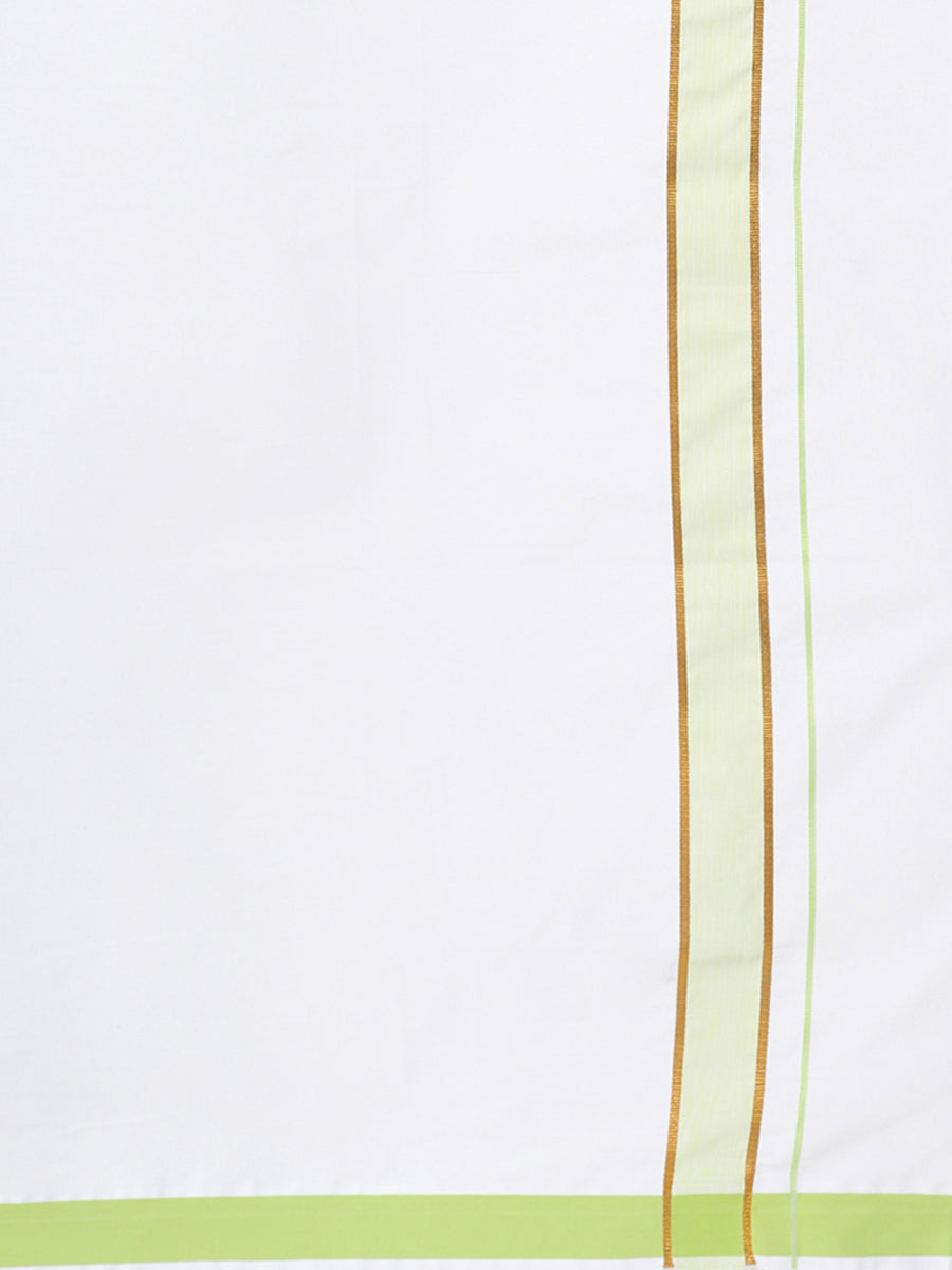 Men Cotton Blend Single Layer White Dhoti with Fancy Jari Border HW06