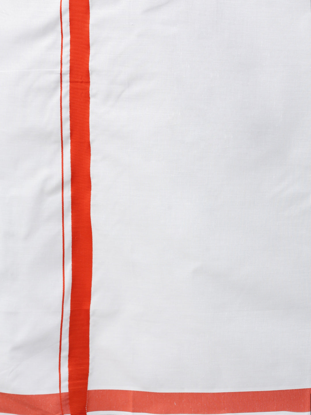 Men Cotton Blend Single Layer White Dhoti with Big Border 04