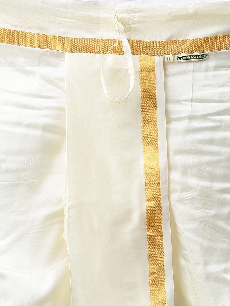 Mens Readymade Silk Panchakacham 3/4" & Towel-Bottom view