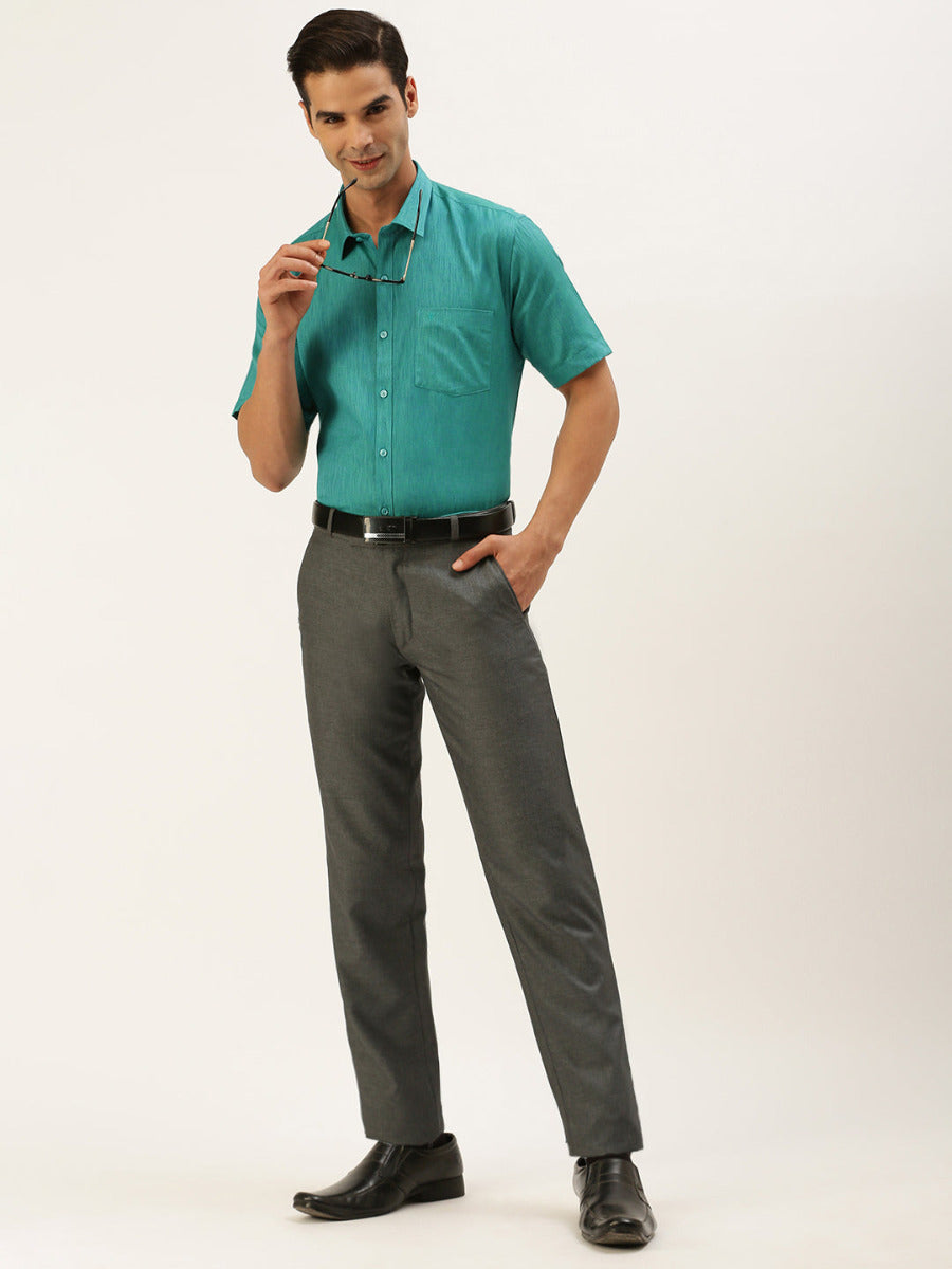 Mens Cotton Blended Formal Shirt Half Sleeves Green T12 CK13-Full view
