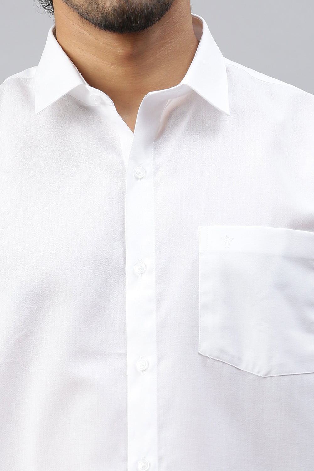 Mens Cotton Mixed Full Sleeves White Shirt Samrat -Zoom view