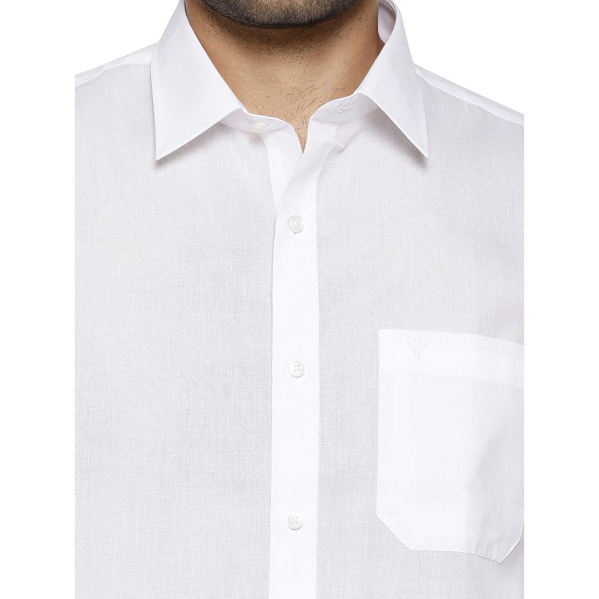Mens Cotton Mixed White Shirt Full Sleeves Nanow-Zoom view