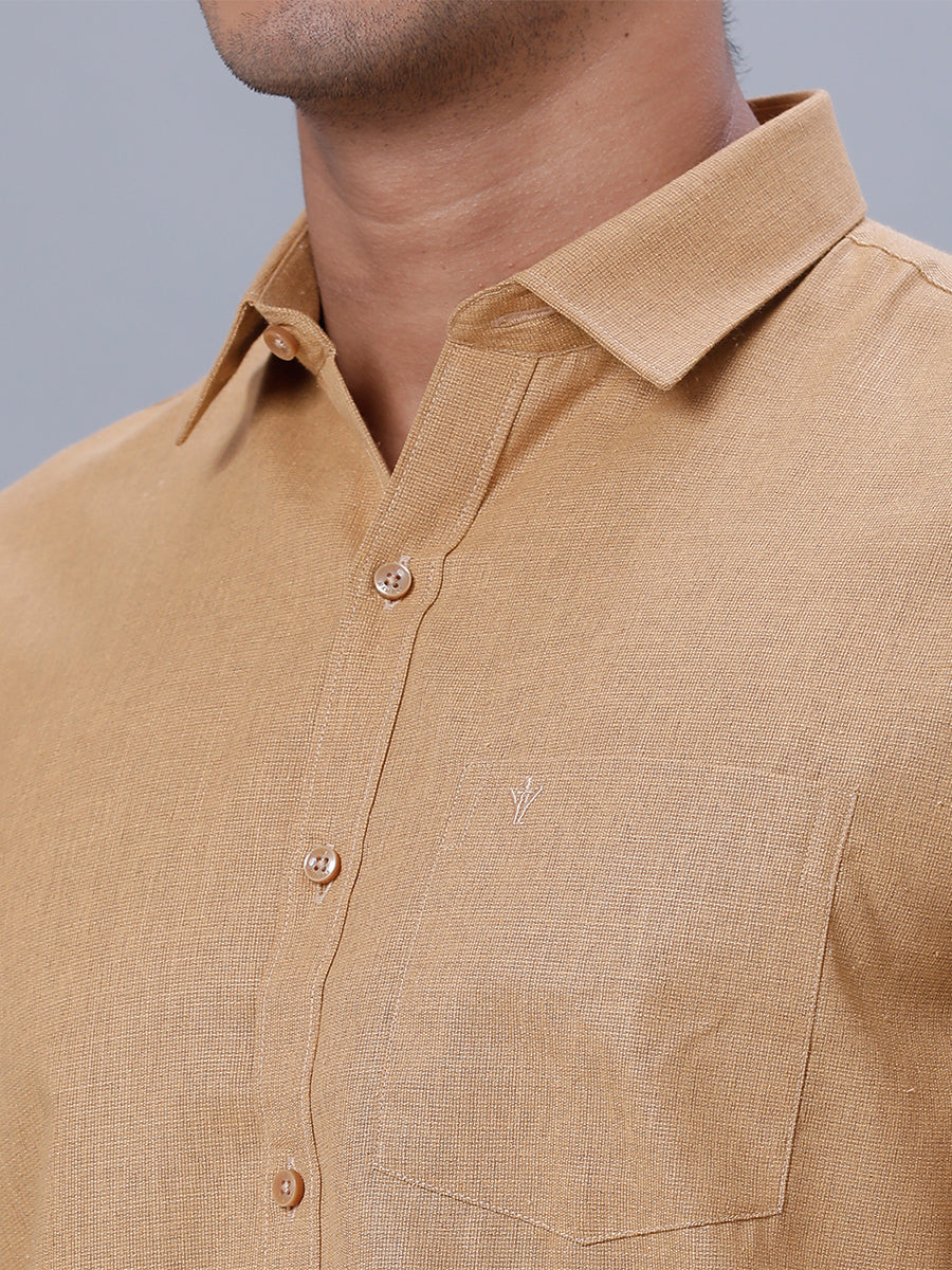 Mens Cotton Formal Full Sleeves Shirt Mustard T1 GC15-Zoomview