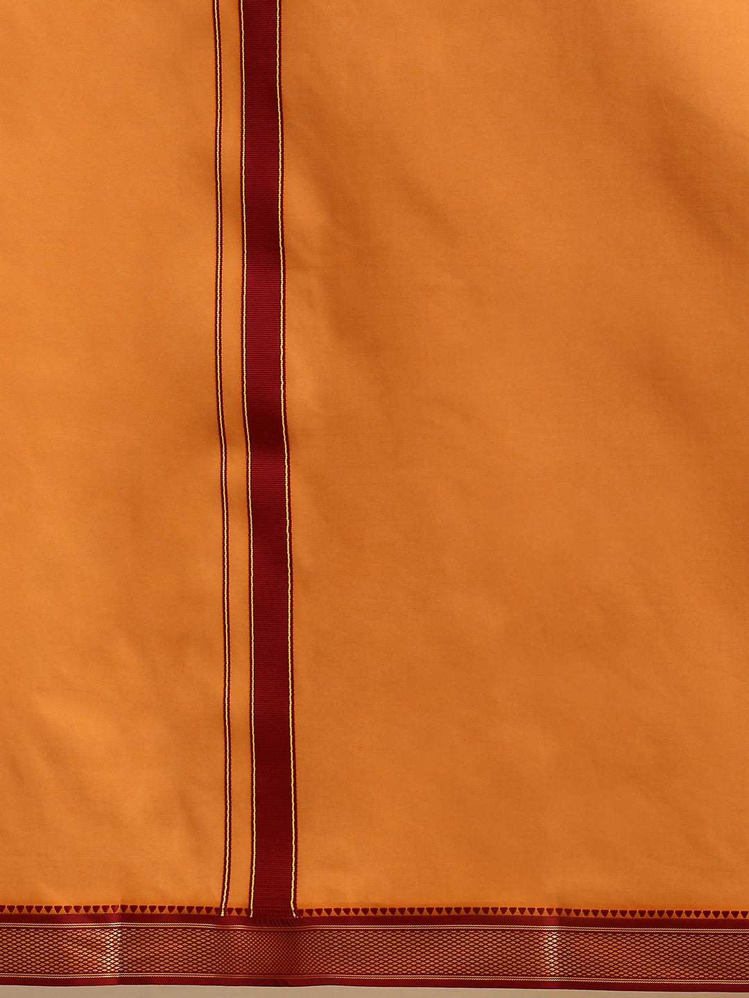 Men 100% Cotton Single Layer Kaavi Dhoti & Towel Set with Mayilkhan Border Brindhavan