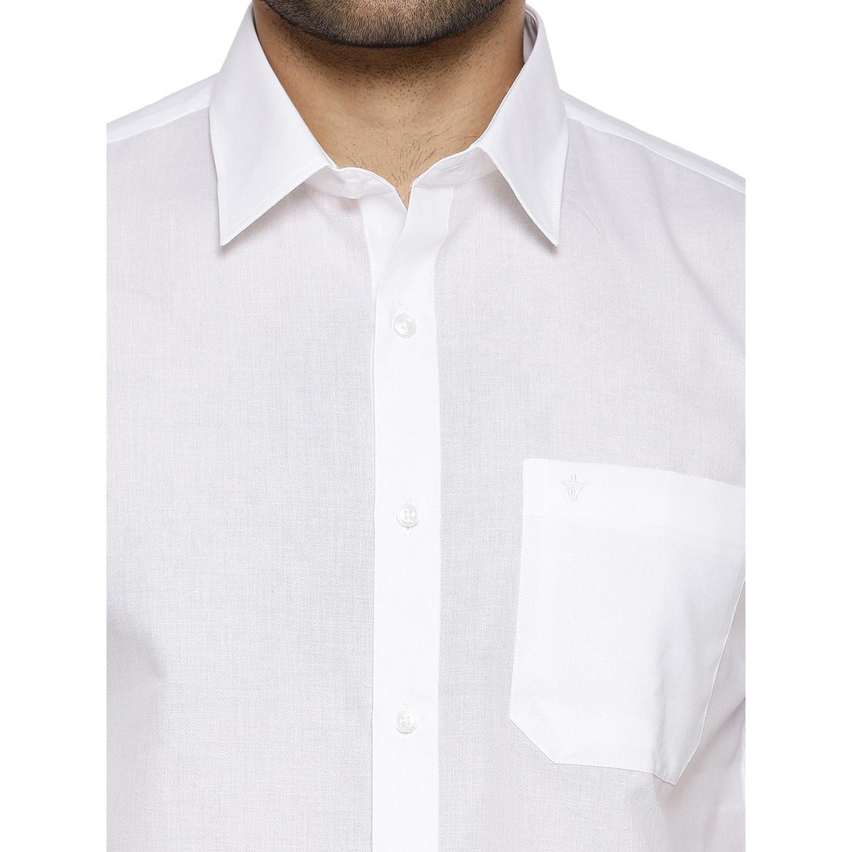 Mens Cotton Mixed White Shirt Half Sleeves Nanow-Zoom view