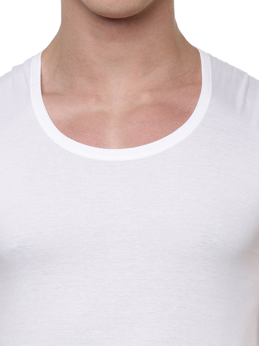 Mens Fine Cotton White Banian RNBS Sukra (2 PCs Pack)-Zoom view