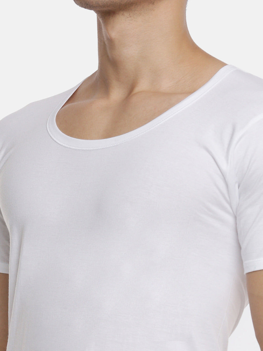 Mens Fine Cotton Classic Knitted White Banian RNS Sukra (2Pcs Pack)-Zoom view