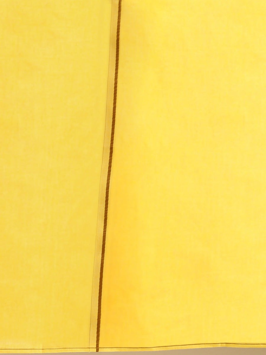 Mens Double Dhoti with Small Border Mangalya Yellow-Zoom view