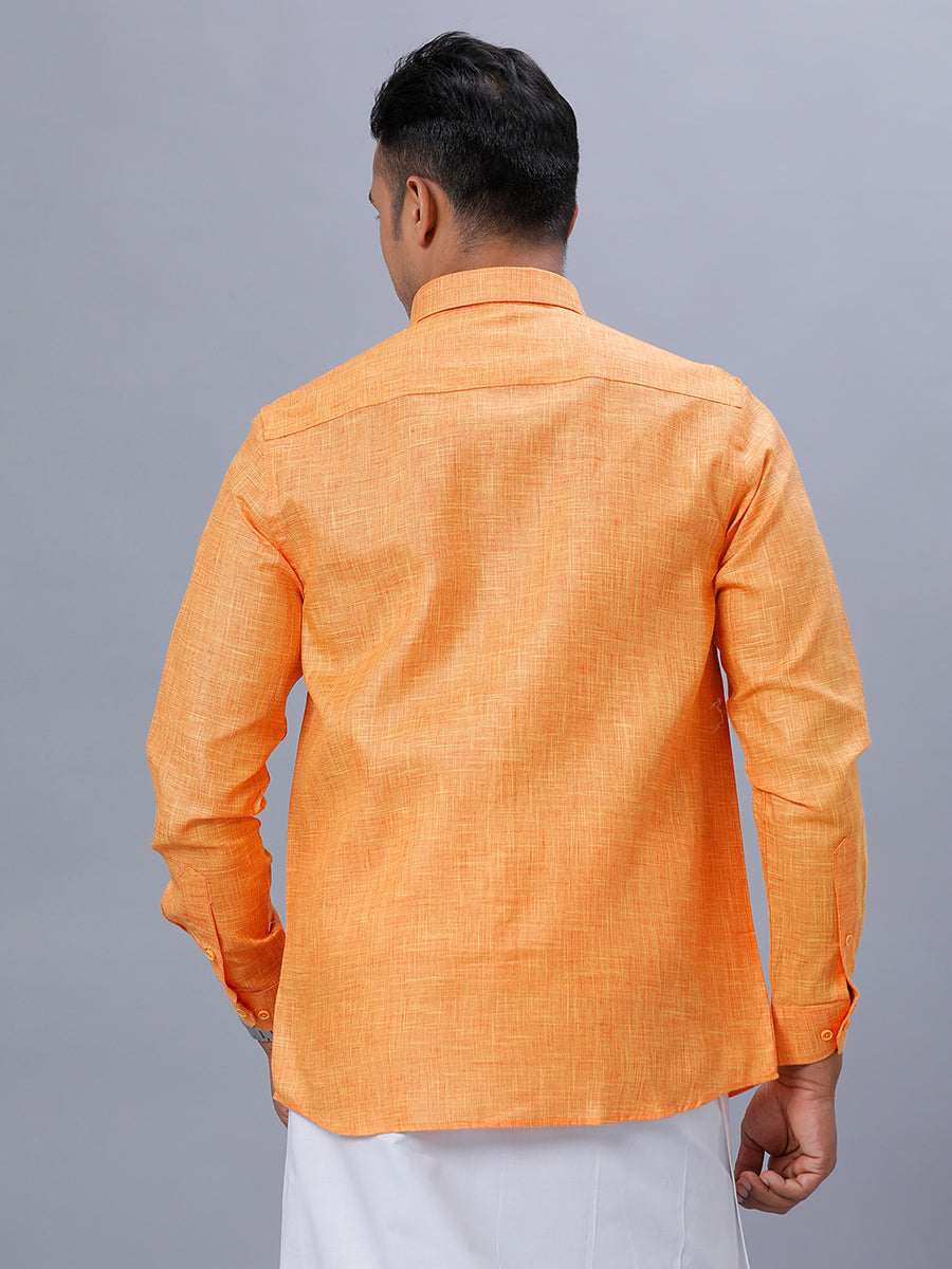 Mens Formal Full Sleeves Orange Shirt T38 TN2-Back view