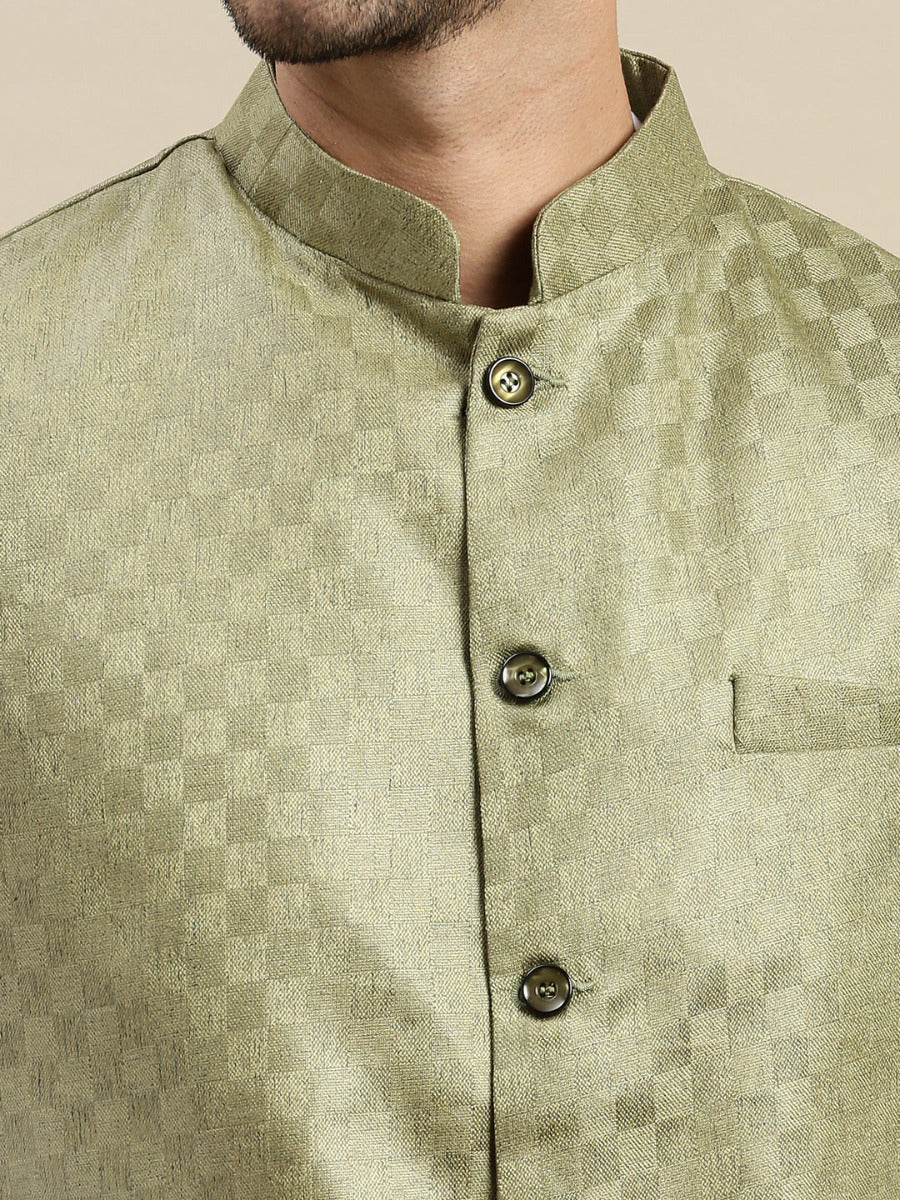 Mens Ethnic Jacket Olive Green DD8-Zoom view