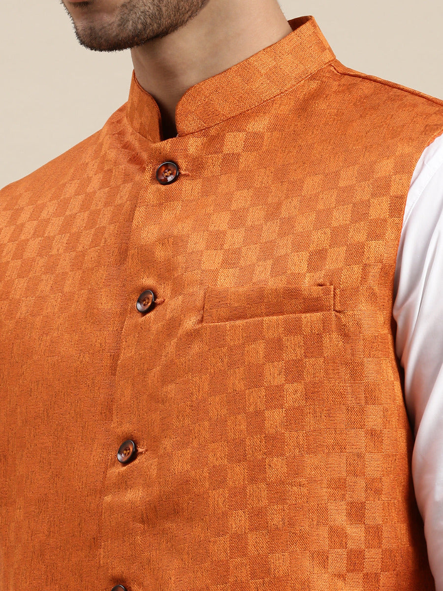 Mens Ethnic Jacket Orange DD7-Zoom view