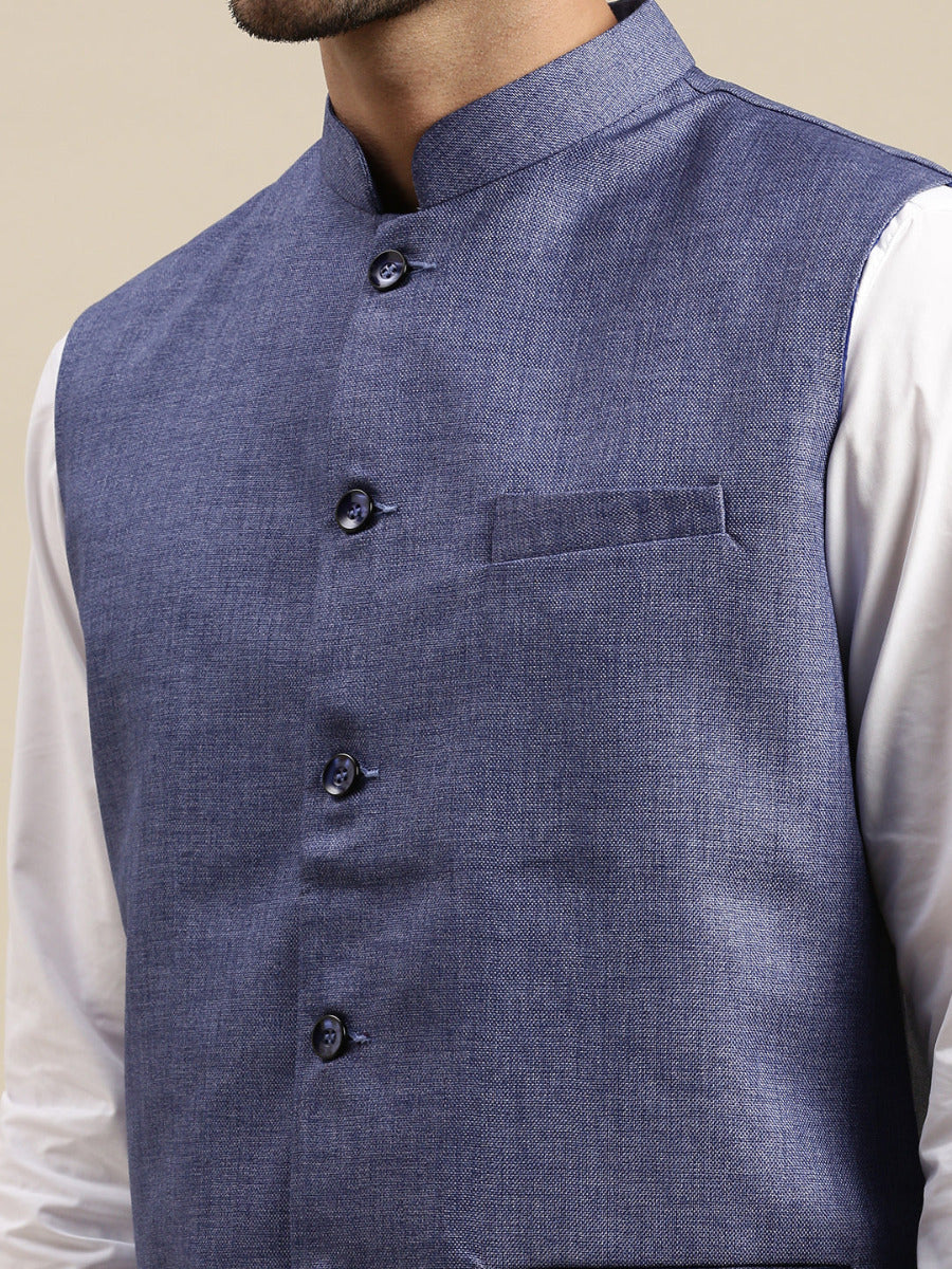Mens Nehru Jacket Blue DB2-Zoom view