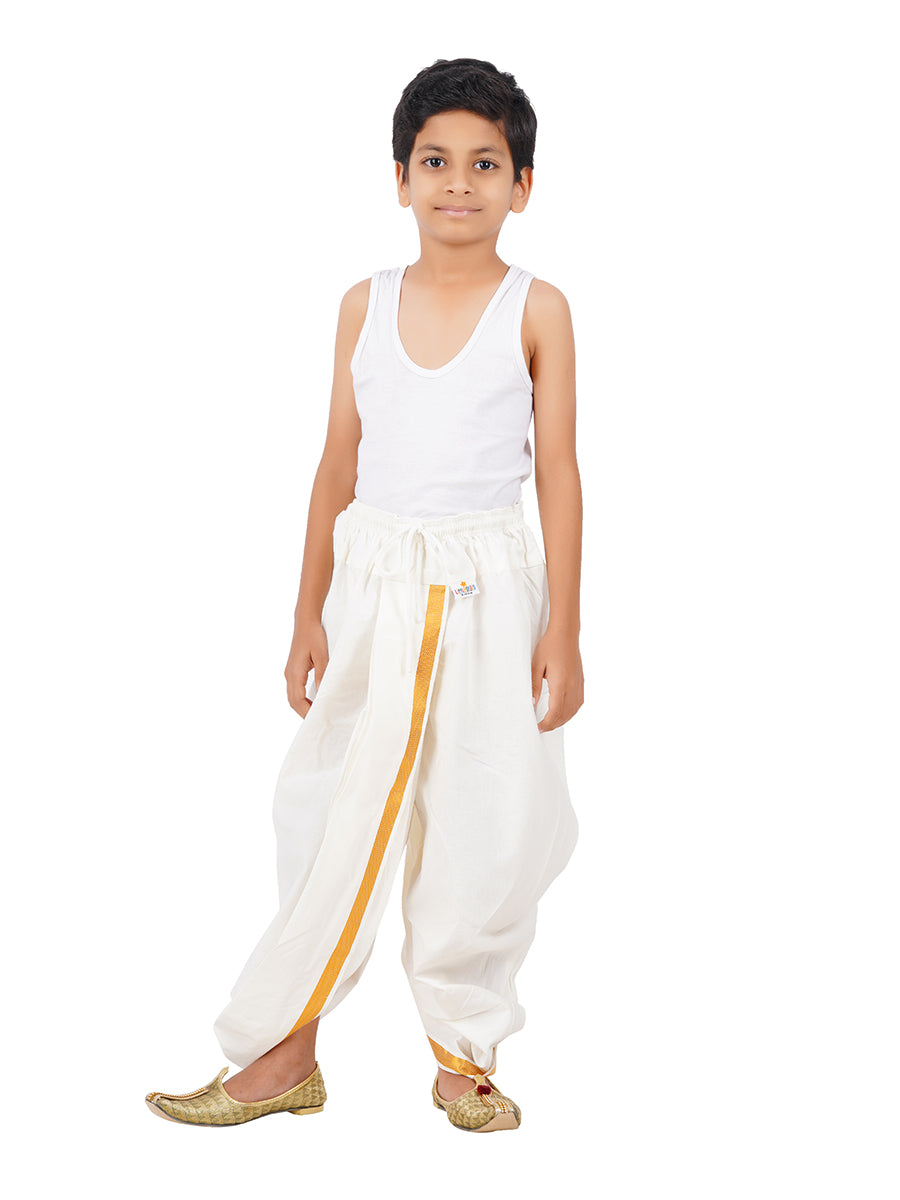 Boys Cotton Cream Panchakacham