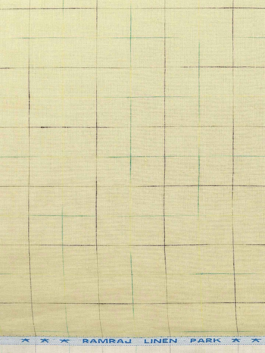 Pure Linen Checked Yellow Colour Shirt Fabric Linen Park Texena