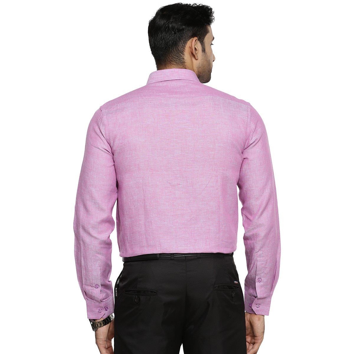 Linen Park 5605C Full Sleeve Shirt - Purple (4362319069231)-Back view