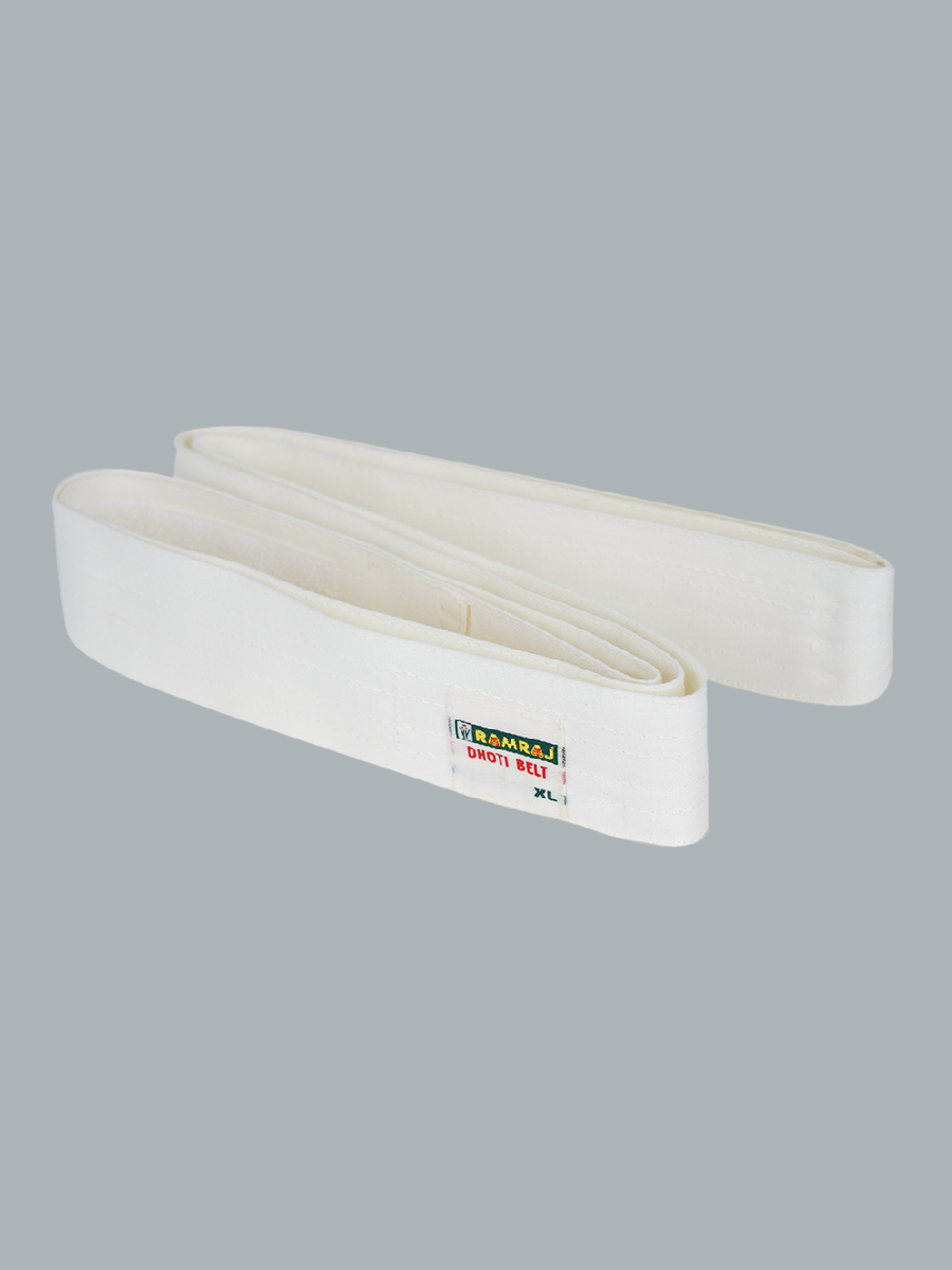 Mens 100% Cotton White Full Sleeves Shirt, Single Dhoti, Towel & Belt Combo-Belt view