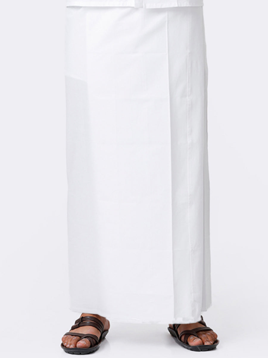 Men 100% Cotton Single Layer Stitched Prayer Dhoti with Small Border AL Mashoor