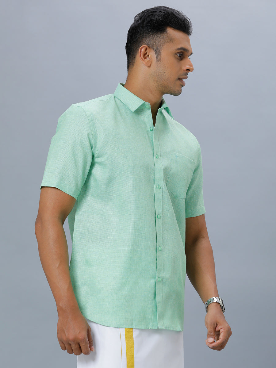 Mens Formal Shirt Half Sleeves Pista Green T25 TA3-Side view