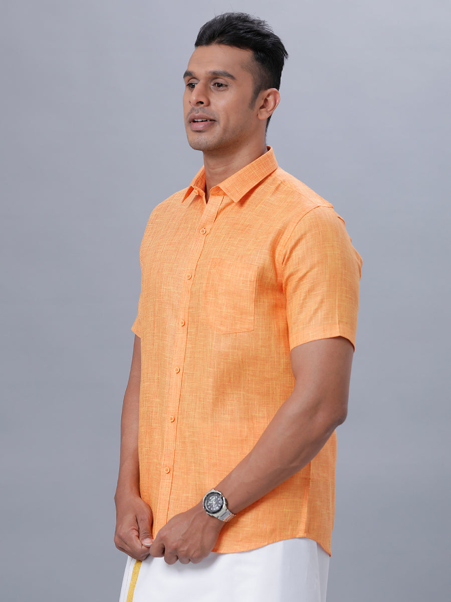 Mens Formal Half Sleeves Shirt Orange T38 TN2-Side view