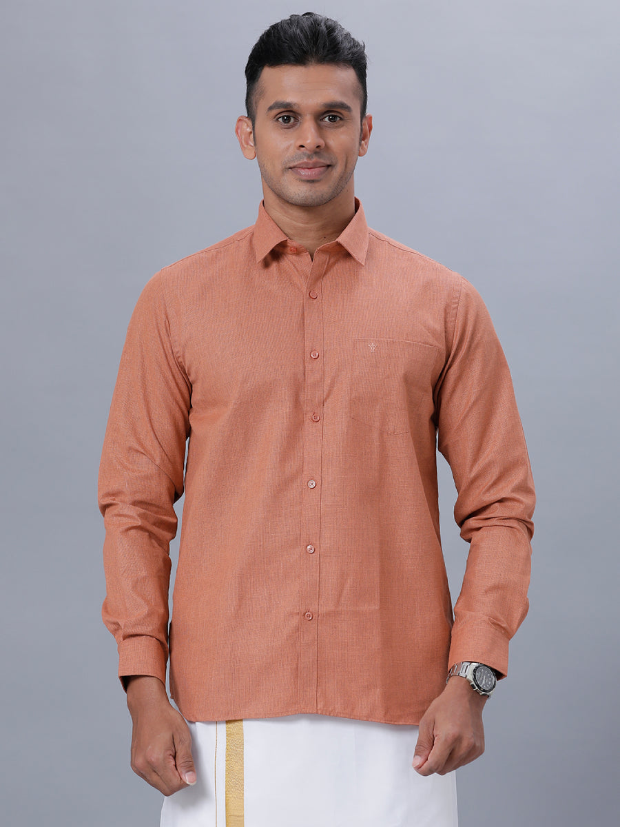 Mens Cotton Formal Shirt Full Sleeves Brown T1 GC18