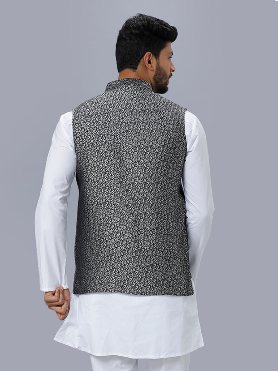 Men Checked Ethnic Jacket Black DC1