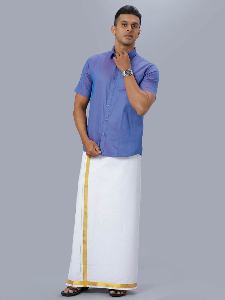 Mens Formal Shirt Half Sleeves Bright Purple T30 TF1-Full view
