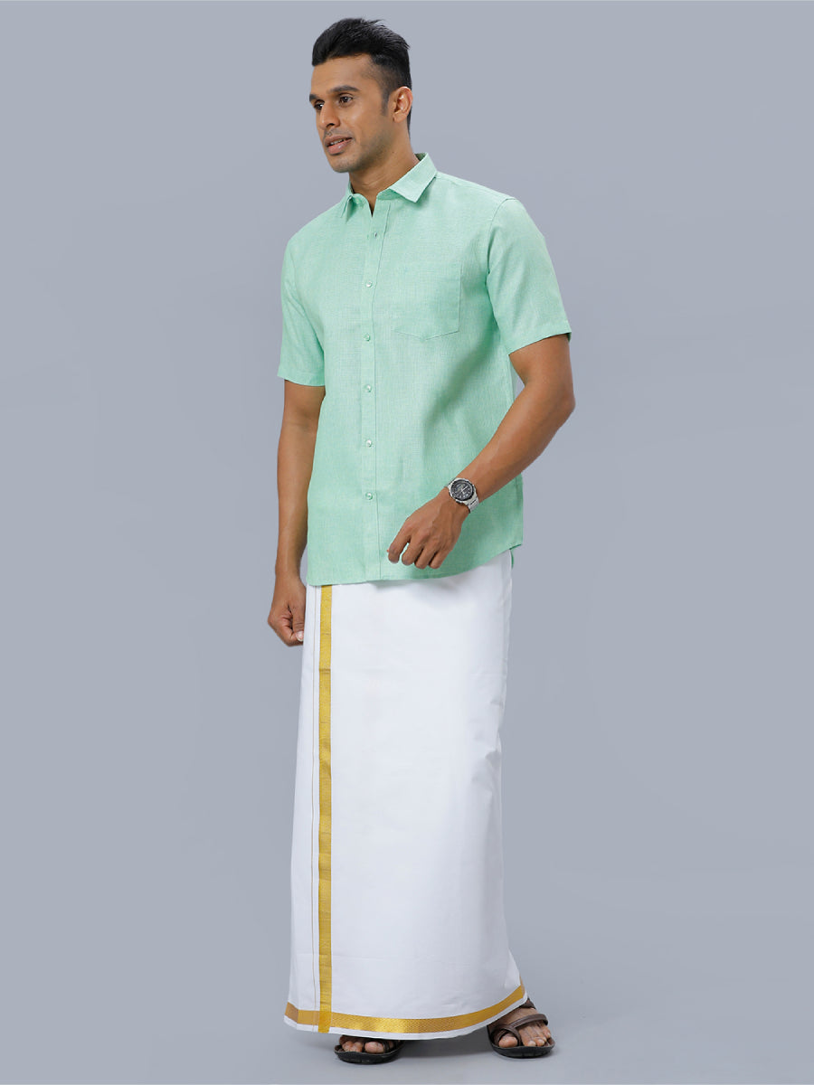 Mens Formal Shirt Half Sleeves Pista Green T25 TA3-Full view