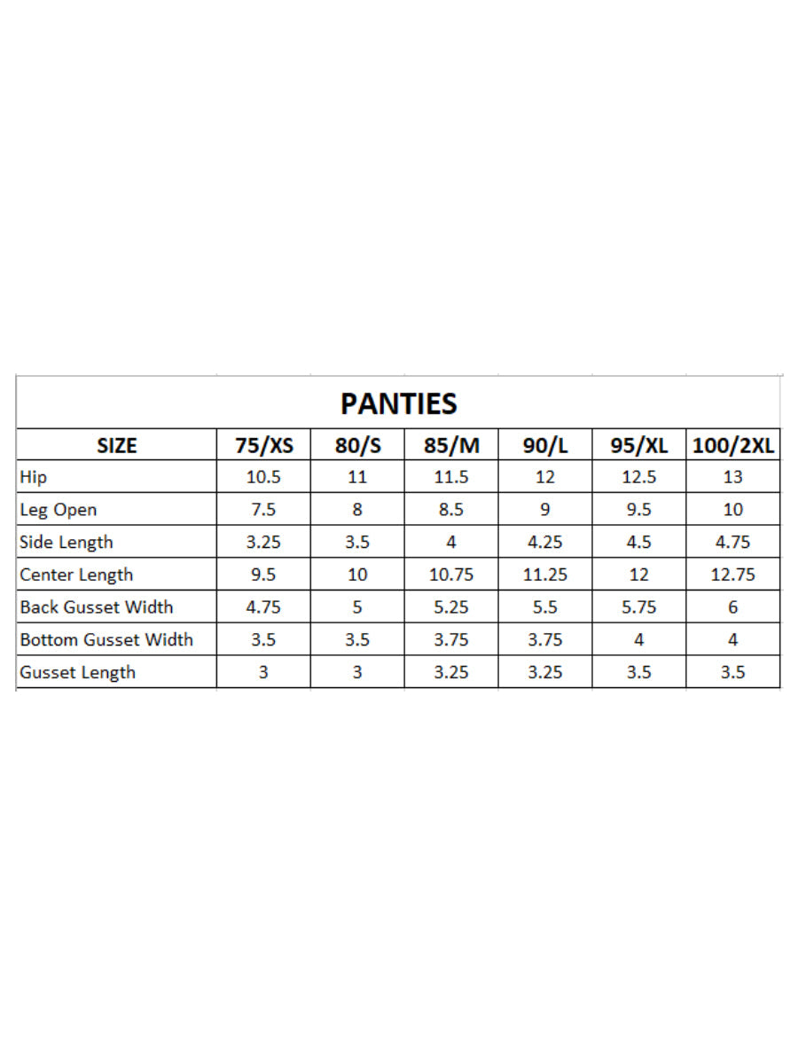 Womens Panties Elina Print (3 Pcs Pack)-Size chart
