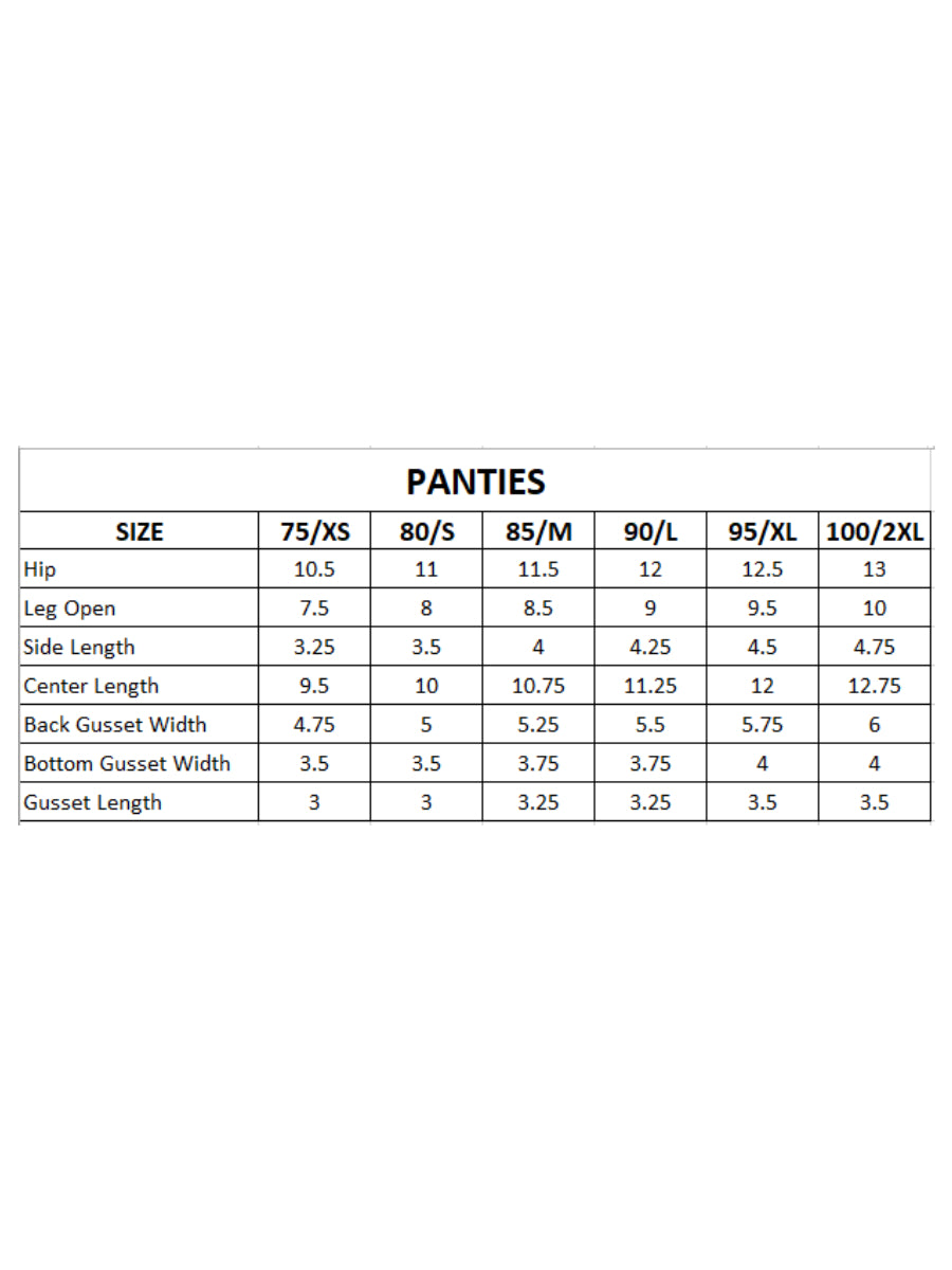 Womens Panties Only U Plain (3 Pcs pack)-Size chart